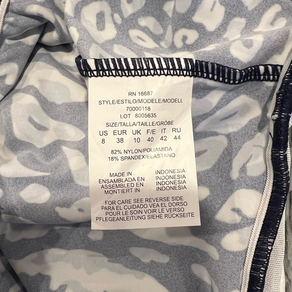 Swim Solutions Navy Animal Print V Neck Underwire Tankini Top (8) - Picture 7 of 9